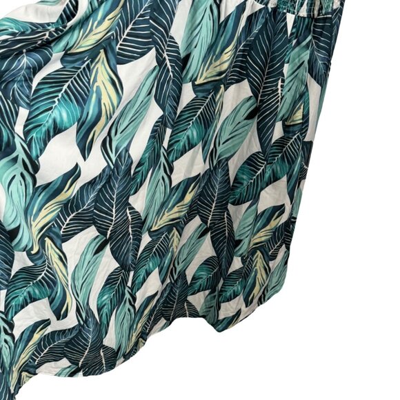 Bloomchic Plus Size US 26 Green Leaf Print Dress V-Neck Short Sleeve - Picture 6 of 12